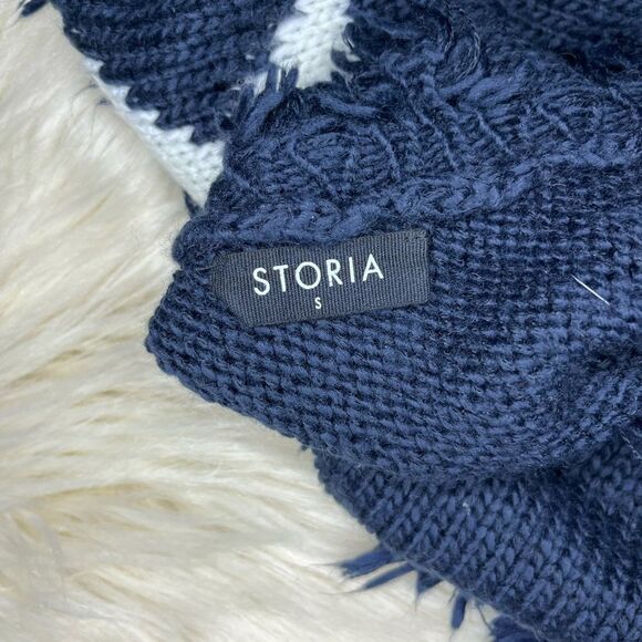Storia Navy/white distressed star sweater sz small - Picture 6 of 10